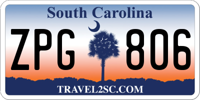 SC license plate ZPG806