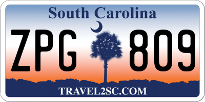 SC license plate ZPG809