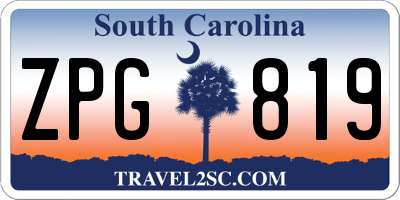 SC license plate ZPG819