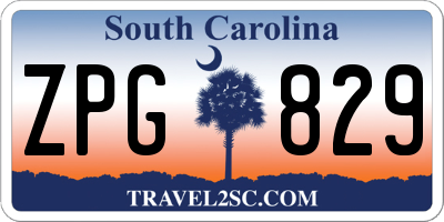 SC license plate ZPG829
