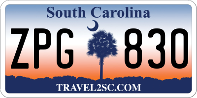 SC license plate ZPG830
