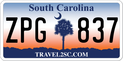 SC license plate ZPG837