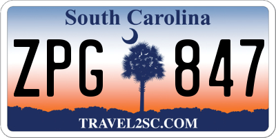 SC license plate ZPG847