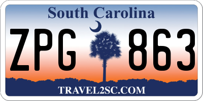 SC license plate ZPG863