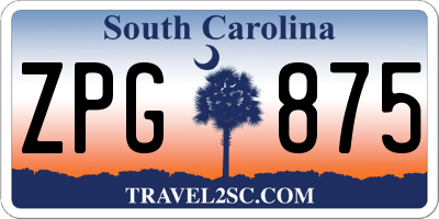 SC license plate ZPG875