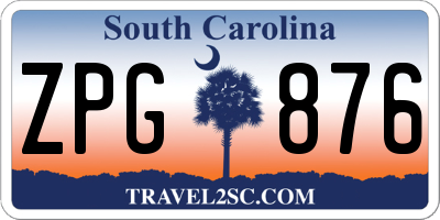SC license plate ZPG876