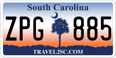 SC license plate ZPG885