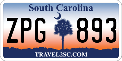 SC license plate ZPG893