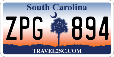 SC license plate ZPG894