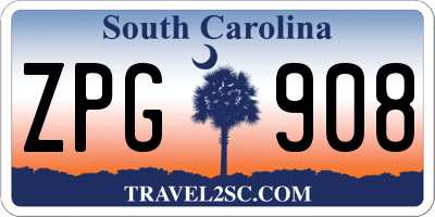 SC license plate ZPG908