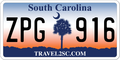SC license plate ZPG916