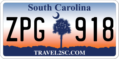 SC license plate ZPG918
