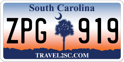 SC license plate ZPG919