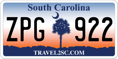 SC license plate ZPG922