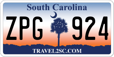 SC license plate ZPG924