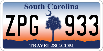 SC license plate ZPG933