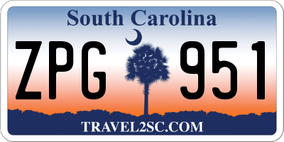 SC license plate ZPG951