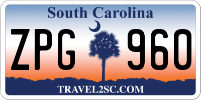 SC license plate ZPG960