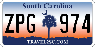 SC license plate ZPG974