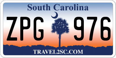 SC license plate ZPG976