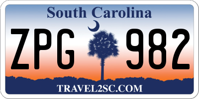 SC license plate ZPG982