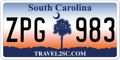SC license plate ZPG983