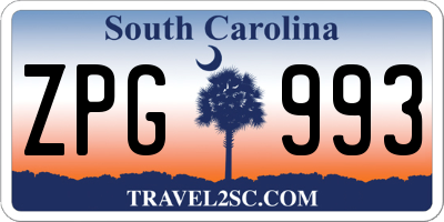SC license plate ZPG993