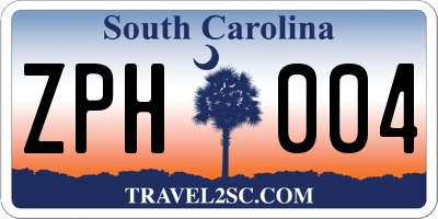 SC license plate ZPH004