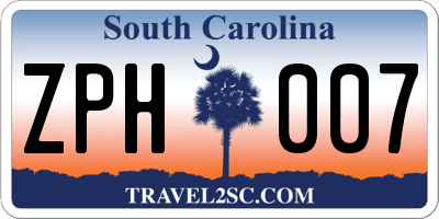 SC license plate ZPH007