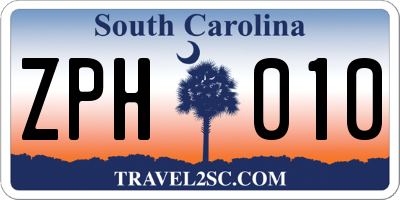 SC license plate ZPH010