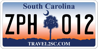 SC license plate ZPH012