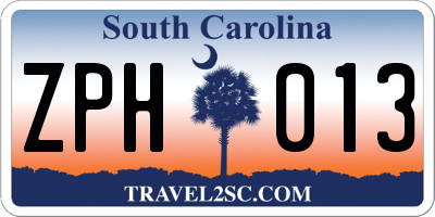 SC license plate ZPH013