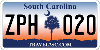 SC license plate ZPH020