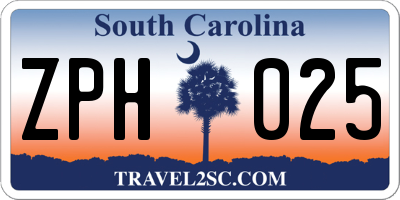 SC license plate ZPH025