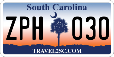 SC license plate ZPH030