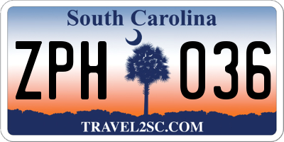 SC license plate ZPH036