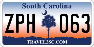SC license plate ZPH063
