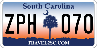 SC license plate ZPH070