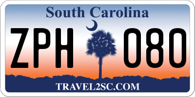 SC license plate ZPH080