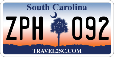 SC license plate ZPH092