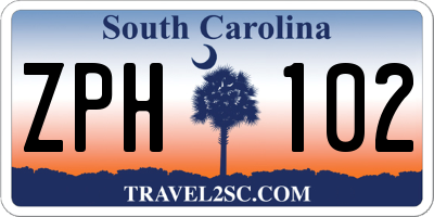 SC license plate ZPH102