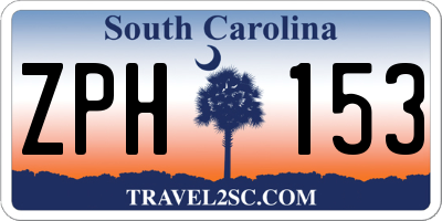 SC license plate ZPH153