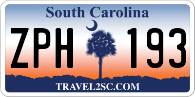SC license plate ZPH193