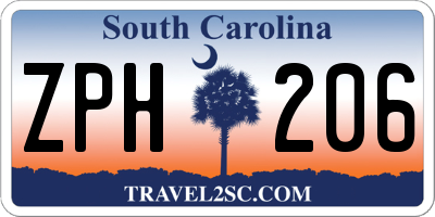 SC license plate ZPH206