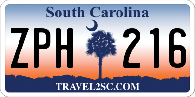 SC license plate ZPH216