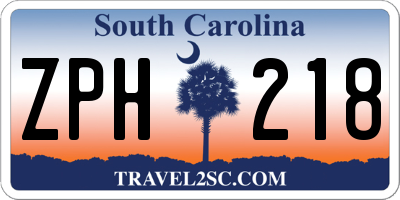 SC license plate ZPH218