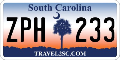 SC license plate ZPH233