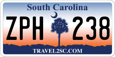 SC license plate ZPH238
