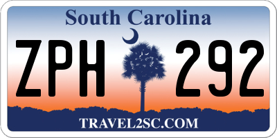 SC license plate ZPH292