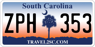 SC license plate ZPH353